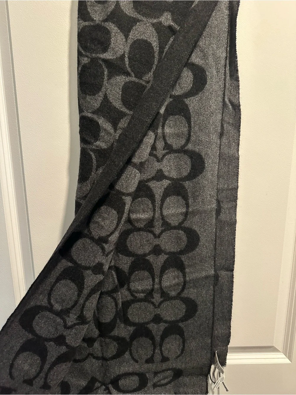Coach Black & Gray Signature Wool/Cashmere Scarf